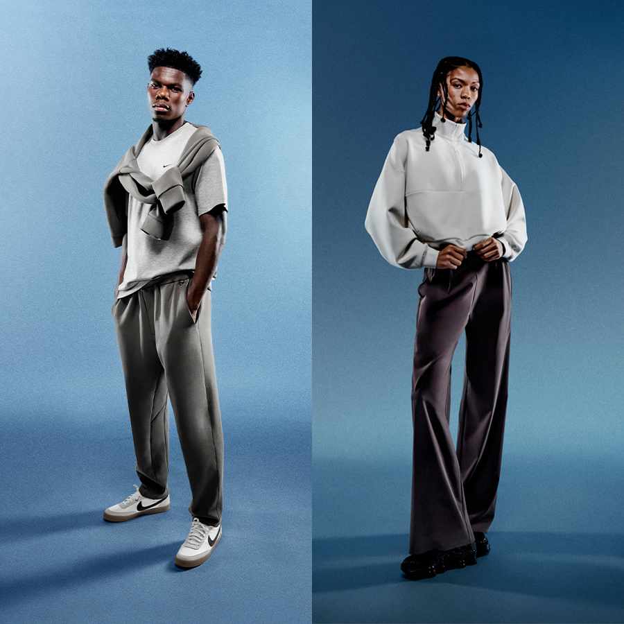 Nike 青 ジッパー付き ワイドパンツ ジャージ ハイウエスト ウブン パンツ Nike 青 ジッパー付き ワイドパンツ ジャージ ハイウエスト